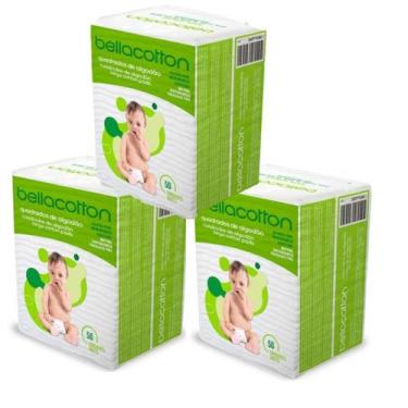Imagem de Kit 3 Algodão Quadrado Bellacotton Higienização Bebê Recém Nascide, BR