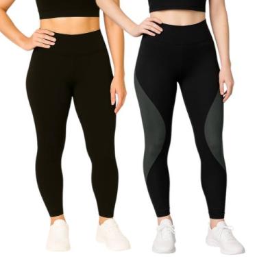Imagem de Kit c/ 2 CALÇAS LEG Legging REDINHA Cintura Alta Fitness Treino Casual