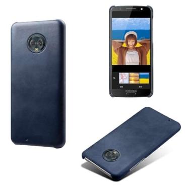 Imagem de Capa para MOTO G5S,Proteção contra quedas,Casca de volta de cor sólida simples,Design de couro de imitação de plástico-Blue