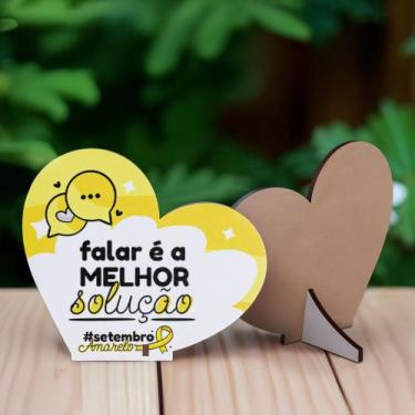 Imagem de Kit 20 Lembrancinhas MDF Coração Campanha Setembro Amarelo - Deliquadr