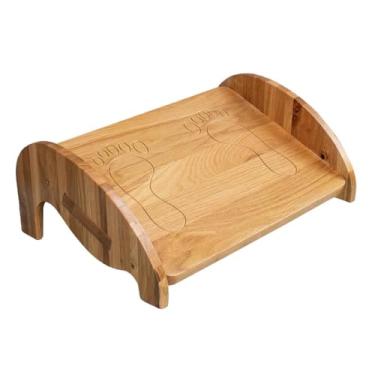 Imagem de Espreguiçadeira de madeira maciça, apoio de escritório de uso duplo, ergonômico, portátil e armazenamento conveniente, adequado para casa/escritório (leve, 44 x 30 x 16,7 cm)