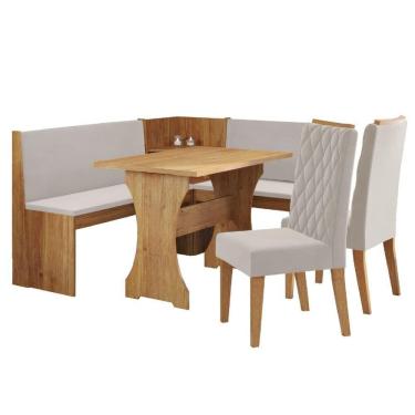 Imagem de Conjunto Sala De Jantar Canto Alemão Arnis Com 2 Cadeiras Bele Veludo Viero Madeirado