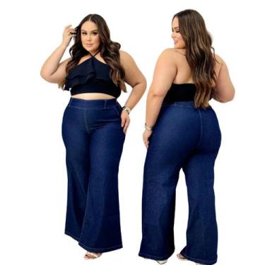 Imagem de Calça Jeans Pantalona Linha Plus Size com lycra Cintura Alta - PODER D