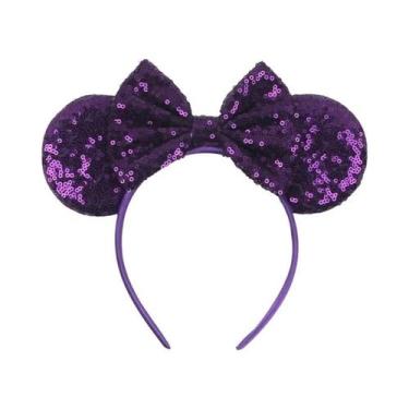Imagem de Tiara De Orelhas De Rato Com Lantejoulas E Laço Para Meninas Com Pérol
