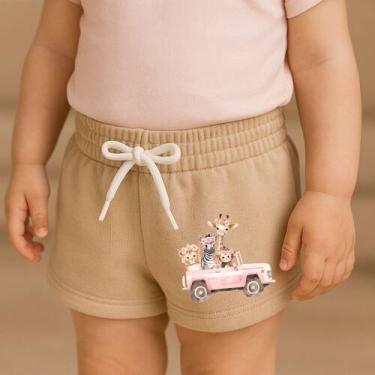 Imagem de Short Moletinho Infantil Estampado Feminino Carro Rosa Safari Casual C