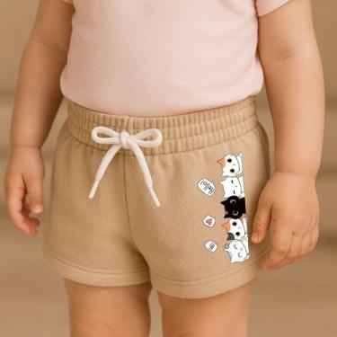 Imagem de Short Moletinho Infantil Feminino Gatinhos Costas Presente Dia das Cri