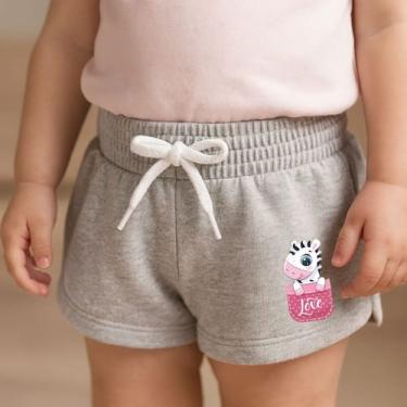 Imagem de Short Moletinho Infantil Feminino Estampado Zebra no Bolsinho Modernin