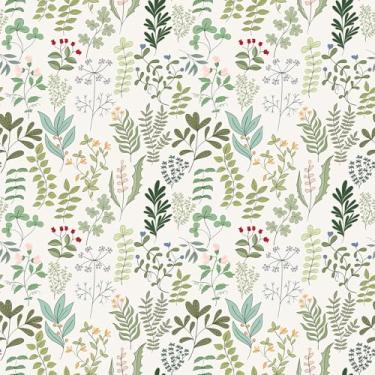Imagem de VEELIKE Papel de parede vintage flores silvestres descascar e colar papel de parede floral de ervas cottagecore para quarto de berçário 48 cm x 395 cm papel de parede botânico removível papel de