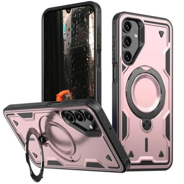 Imagem de YOGISU Capa magnética com suporte giratório para Samsung A56 (para Samsung A56/ouro rosa)