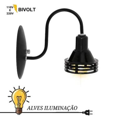 Imagem de Arandela Saturno Retrô 1 Lâmpada soquete E-27 - Alves Iluminação, PRET