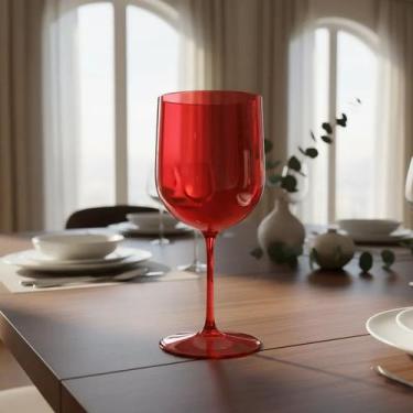 Imagem de Taça Vinho Acrílico Bebida Festa 340ml Vermelho Transparente - LSC Toy