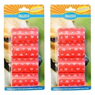 Imagem de 2 Vermelho Refil Cata Caca C/ 4 Rolos De 20 Sacolas Chalesco