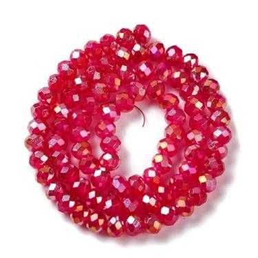 Imagem de Elecrelive 20 fios de contas de cristal Rondelle 6 mm contas de cristal facetado fúcsia tinta cozida espaçadores de vidro para pulseira faça você mesmo, colar, brinco, chaveiro suprimentos