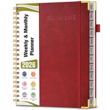 Imagem de Agenda A4 em espiral 2026, janeiro de 2026 a dezembro de 2026, agenda diária de 12 meses, 21,6 x 28 cm, agenda semanal e mensal, livro de calendário de capa dura, planejador para trabalho, escola