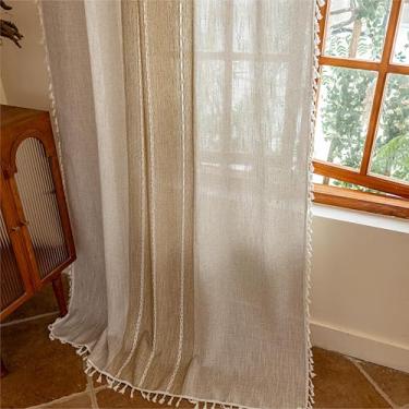 Imagem de Sutuo Home Cortinas Boho para Quartos e Sala de Jantar, Quinta, Vintage, Chique, Borlas, Filtragem de Luz, Tratamento de Janela, Boêmio, Cortina de Caramelo Rústica, Bolso para Haste, 1 Painel 132 cm