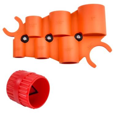 Imagem de LEONTOOL Kit de ferramentas de rebarbação de tubo e medidor de profundidade de 1/10.2 cm - 2.5 cm, ferramenta de remoção de mordida para medição de diâmetro interno externo tubo chanfrado para PVC PPR