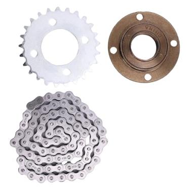 Imagem de Sprocket 25T, Construção de aço sem dentes de torção aprimorada de volante 76 Links 420 Chain conjunto para Karts, ATVs e Mini Motocicletas Off Uso da estrada