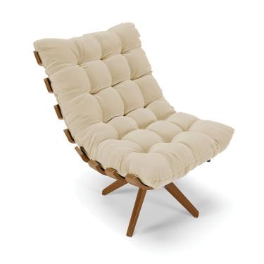 Imagem de Poltrona Giratória Costela Linho Base De Madeira Ma30 M11 - D'rossi Cor A19 Bege