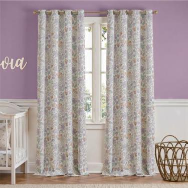 Imagem de Juego de Cortinas Jinchan 244x240 cm Morado Floral Opacas 2 Piezas