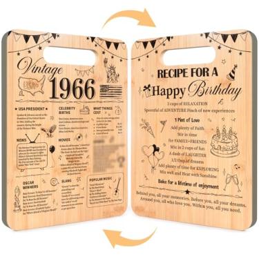 Imagem de Deorfuy Presentes de aniversário de 60 anos para mulheres e homens, presente de tábua de corte dupla face vintage de 60 anos 1966, receita para uma tábua de corte de feliz aniversário para ela