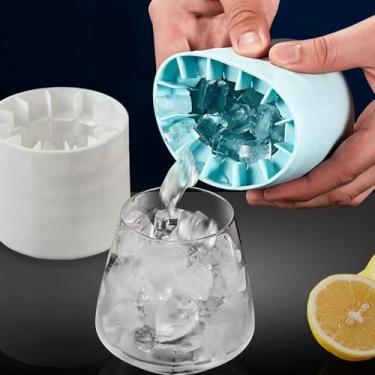 Imagem de Forma de esfera de gelo de silicone fácil de apertar – Bandeja de gelo com 40 cubos de gelo de congelamento rápido - grau alimentício e reutilizável para coquetéis, bourbon, uísque, uso em bar