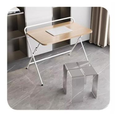 Imagem de HGTRH Mesa dobrável, mesa de computador de madeira maciça sem instalação 3 engrenagens de ajuste de altura 61 cm-68 cm-75 cm estrutura compacta anti-beliscar jogos de computador escrita e home office