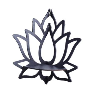 Imagem de ＫＬＫＣＭＳ Prateleira de canto em formato de lótus, em madeira, flutuante, decorativa, organizadora de armazenamento, suporte de parede para canto, ideal para