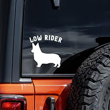 Imagem de Adesivo de vinil Low Rider Corgi para carro caminhão parede laptop | Branco | 14 cm de largura