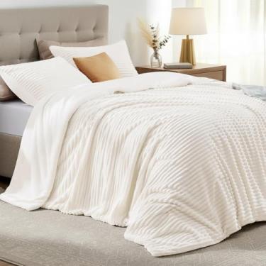 Imagem de Quataly Conjunto de edredom casal fofo com 3 peças – edredom de pele sintética branco creme macio e felpudo, para o inverno, 1 edredom alternativo de luxo com 2 fronhas