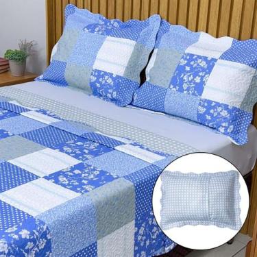 Imagem de Cobre Leito Casal 3 peças Colcha Dupla Face Matelado c/ Porta Travesse