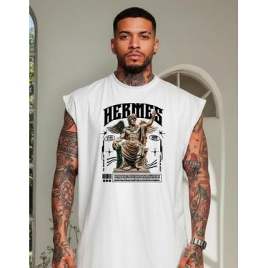 Imagem de Regata Oversized Machao Hermes Algodão 30.1 Premium Verão - AL7, Branc