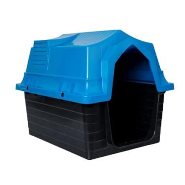 Imagem de Casa para Cachorro com Proteção UV – Tamanhos N3/N4/Universal, Plástico Resistente, Telhado Removível, Ventilação Lateral e Uso Externo Impermeável(Azul - N4)