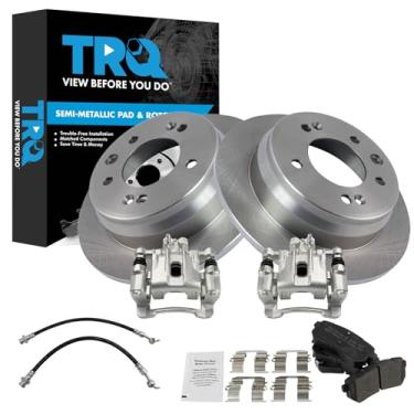 Imagem de TRQ Kit de pastilha de freio traseiro e rotor semimetálico compatível com Hyundai Tucson 2010-2015 Kia Sportage 2011-2016