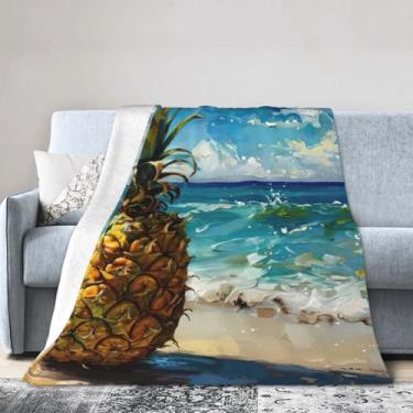 Imagem de Cobertor grande ultramacio com estampa de abacaxi by The Sea, perfeito para cama, sofá e viagens, manta de flanela aconchegante e quente