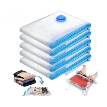 Imagem de Kit de 10 Sacos a Vácuo 50x60cm + Bomba Manual - Organizador de Roupas, Ideal para Mala de Viagem e Guarda-Roupa, Compactação Segura e Prática (3 SACOS,SEM BOMBA)