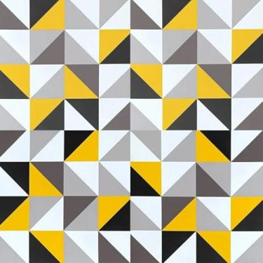 Imagem de Papel de Parede Adesivo Sala Quarto Ripas Madeira Clara Lisa Autocolante(15 Metros,Geométrico amarelo cinza)