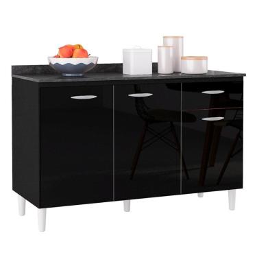 Imagem de Balcão Cozinha Pia 120cm Com Tampo Classic Z46 Preto-marmore - Mpozenato