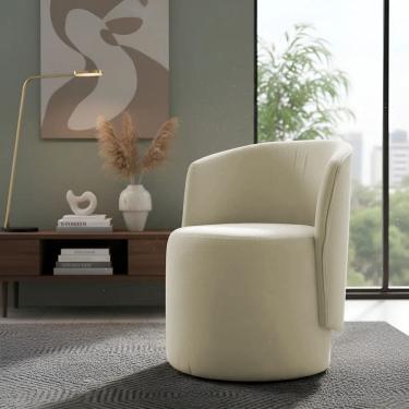 Imagem de Poltrona Aura Decorativa Orgânica Bouclé Premium De Luxo Para Sala Quarto Recepção Formato Cilíndrico Design Escultural