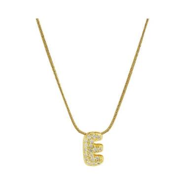 Imagem de Colar Feminino Banhado a Ouro 18K Com Zircônias Cravejadas E Letra Ini