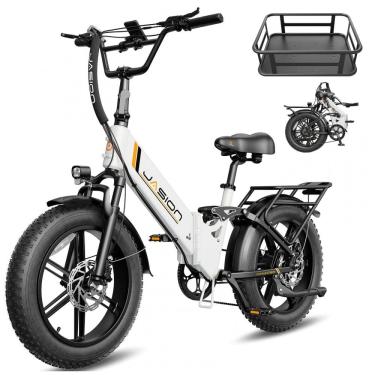 Imagem de Bicicleta elétrica dobrável Jasion X-Hunter ST branca Glacier pneus 20x4 motor 750W pic...