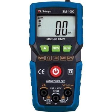 Imagem de Multímetro Digital SM-1000 com Medição de Tensões Até 500V True RMS Azul Preto Minipa