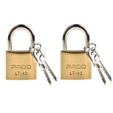 Imagem de Kit 2 Cadeado 40mm Latão Armário Segurança Portão Mala Pado