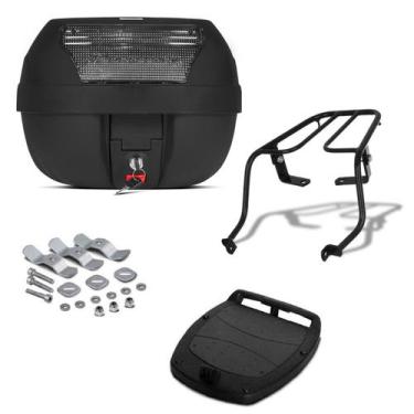 Imagem de Baú Bauleto Preto 28 Litros Com Refletor Pro Tork + Bagageiro Moto, CR