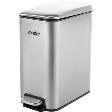 Imagem de Lixeira Retangular 5 Litros Aço Inox Cinza Vonder