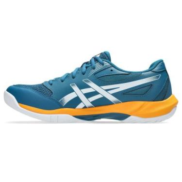 Imagem de Tênis ASICS Gel-Rocket 12 - Masculino - Azul/Laranja, 39
