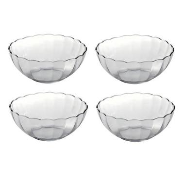 Imagem de Conjunto 4 Tigelas Saladeira Sobremesa De Vidro 1L Redonda - Nadir
