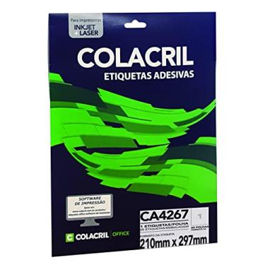 Imagem de ColaCril Etiqueta Adesiva Ink-Jet/Laser A4, CA4267, Branco, 210 x 297 mm, envelope com 25 fls-25 etiquetas