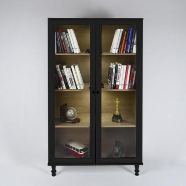 Imagem de Armário Multiuso 2 Portas De Vidro Ditália Luz E-957 Preto