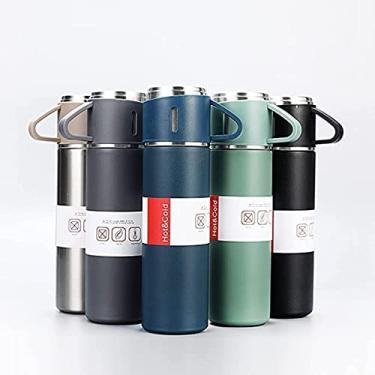 Imagem de Bonnu Garrafa Térmica Café 500ML Aço Inox com 2 Canecas (Azul) - Tampa que pode ser utilizada como caneca - Conservação Líquidos Quentes/Gelados: ±12 Horas