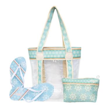 Imagem de Kit Feminino Praia Iate Bolsa Chinelo Necessaire Magicc Bolsas